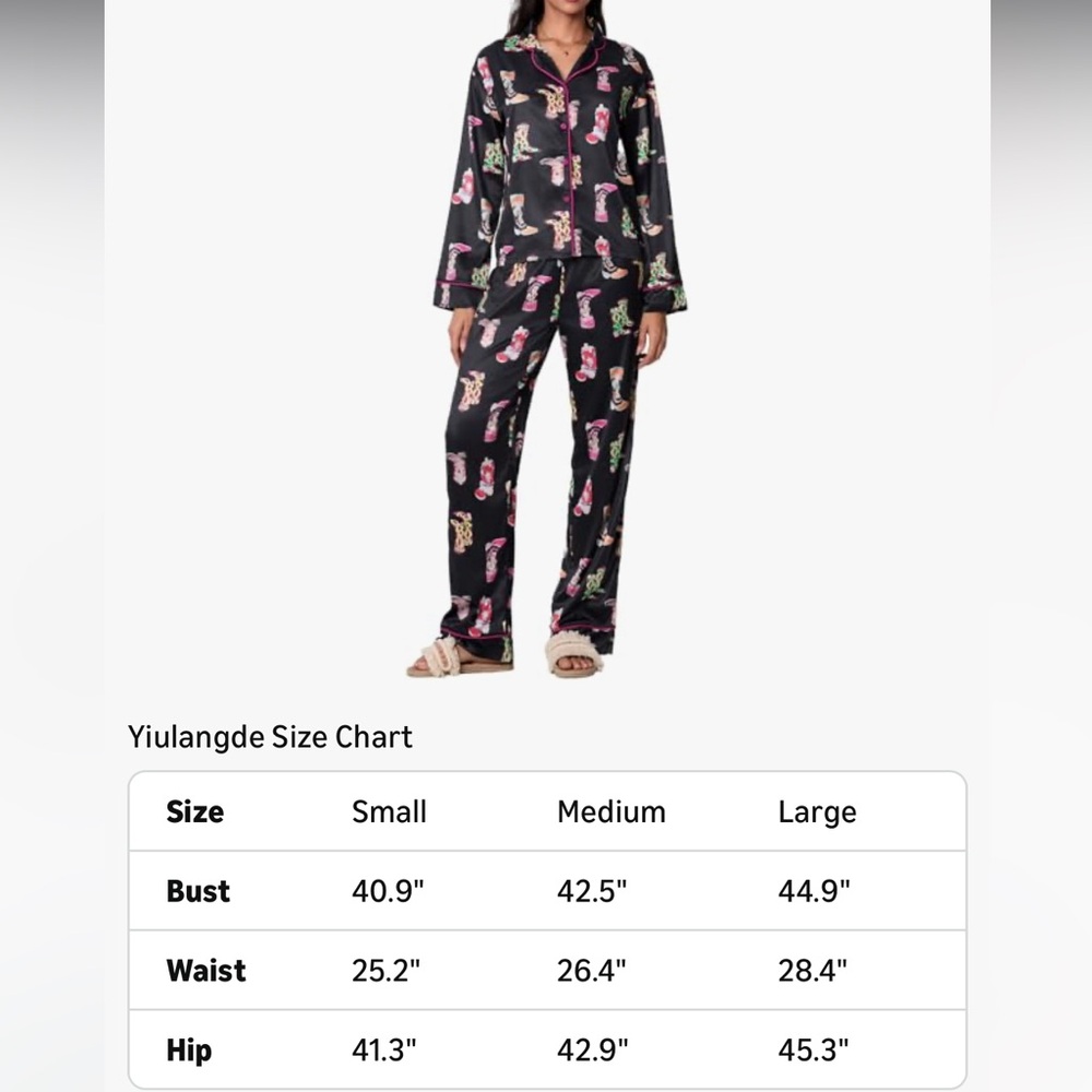 Amazon Black Pajama Set with Colorful Cowboy Boot Print - Picture 6 of 8